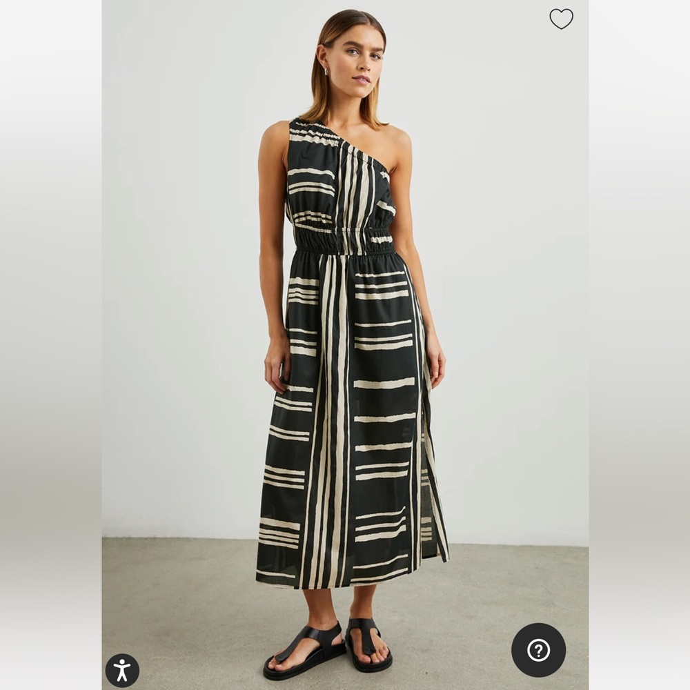Rails Selani Island Stripe Black and White One-Shoulder Dress, XS, NWT
